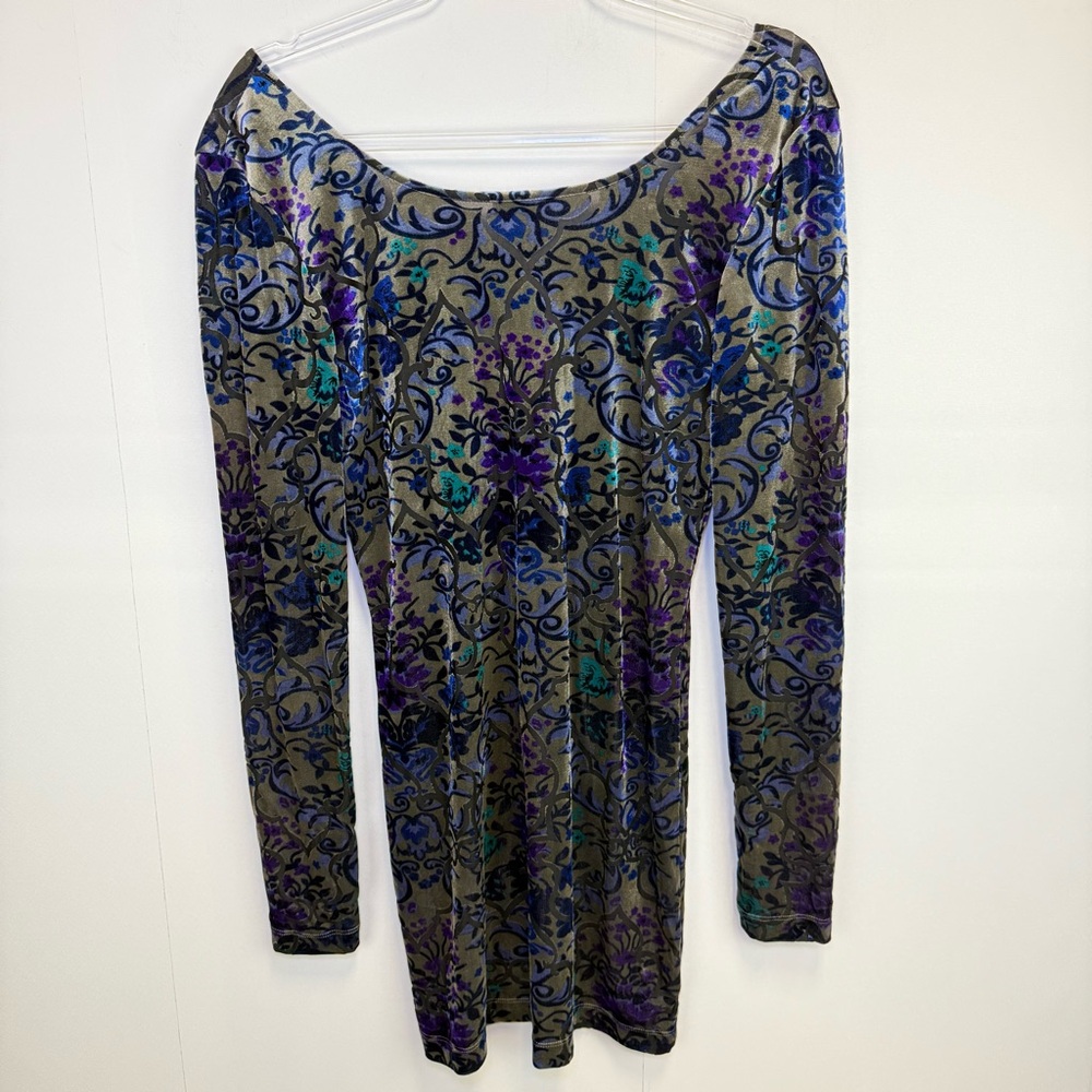 Free People Mini Floral Velvet Burnout Dress Dark Romantic Witchy whimsical M - Picture 9 of 13